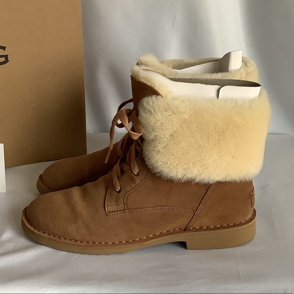 UGG Weylyn Suede Lace Up Sherpa Boots - Picture 3 of 7